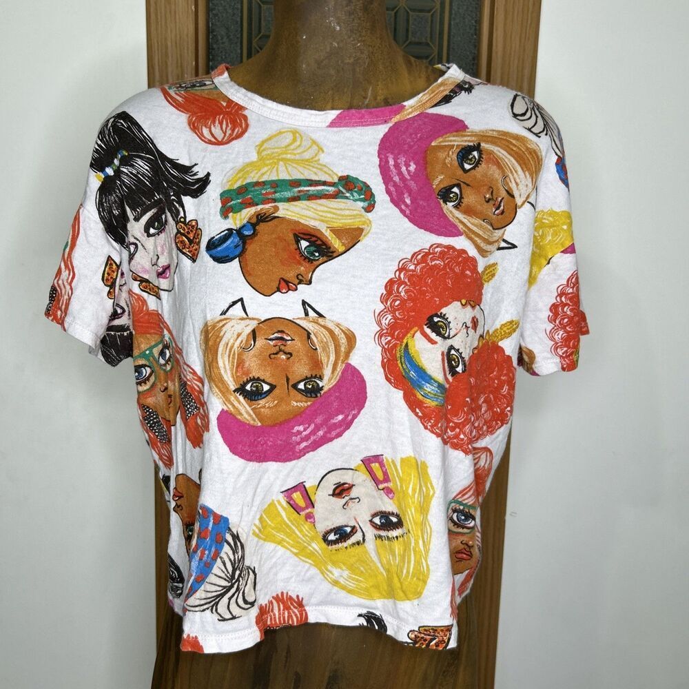 Zara Colorful Queen Crop Top T-Shirt Women’s Small Relaxed Fit Graphic Tee